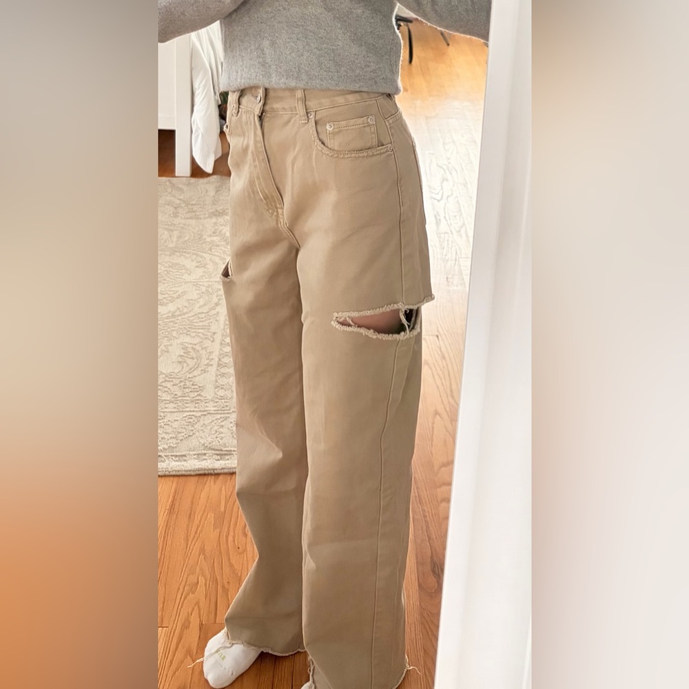 Glassons Tan Distressed High-Waisted Jeans
